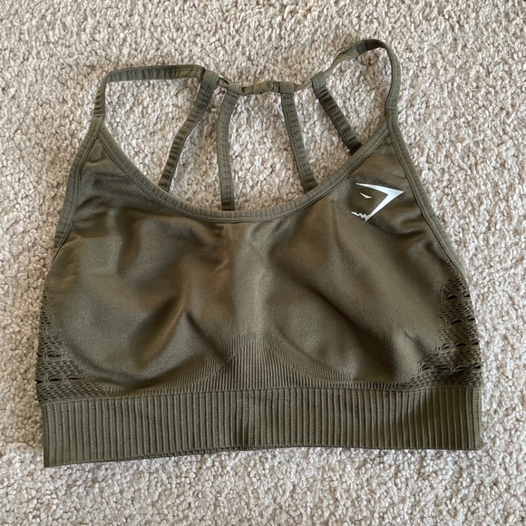 Gymshark Olive Green Energy Seamless Sports Bra - Picture 3 of 7